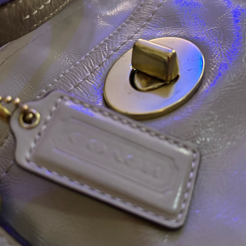 Coach Tan Leather Tote with Gold Accents - Picture 8 of 13